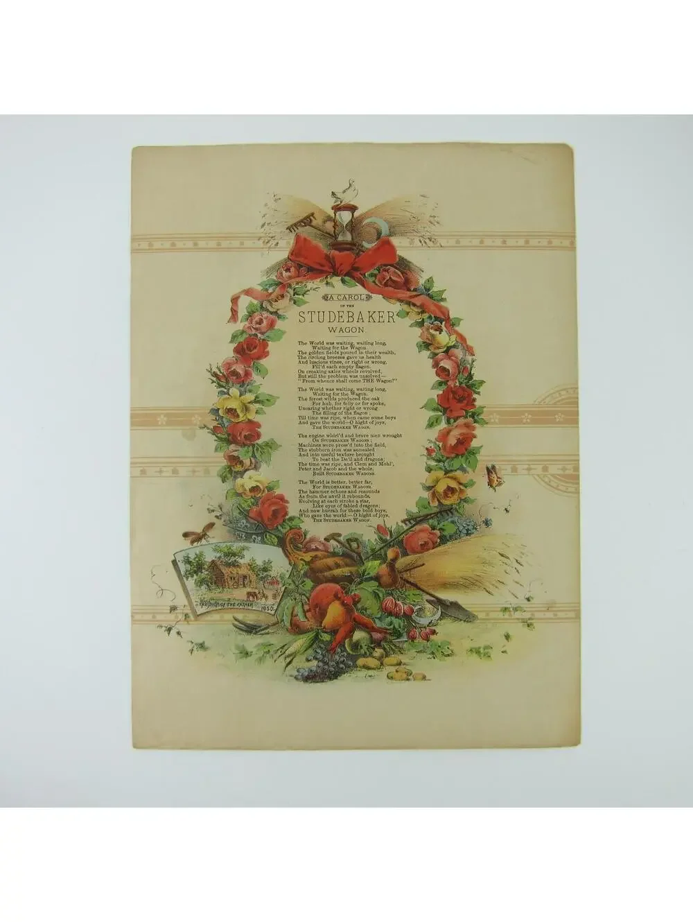 Sheet Music Wait For The Wagon Automotive Studebaker Bros Indiana Antique 1884